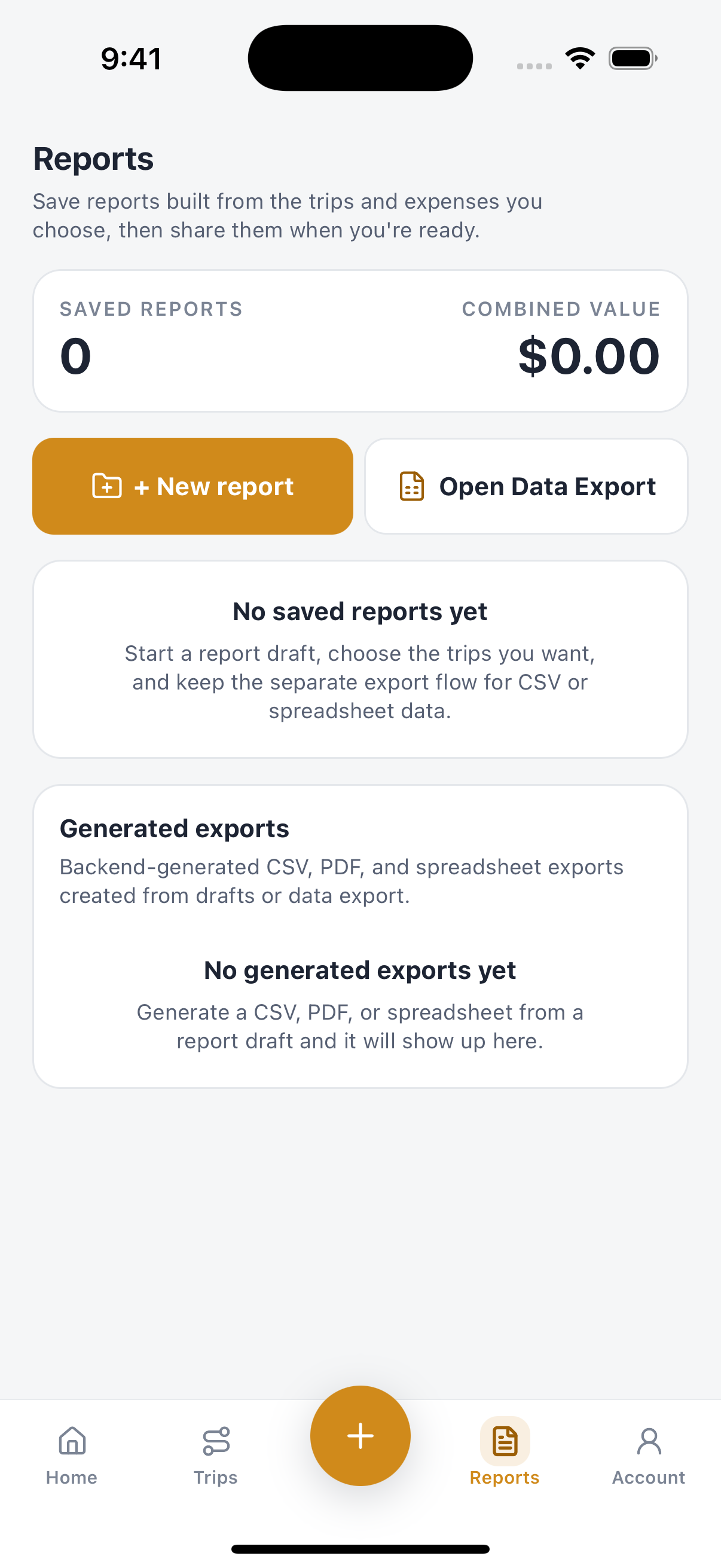Trovu report screen