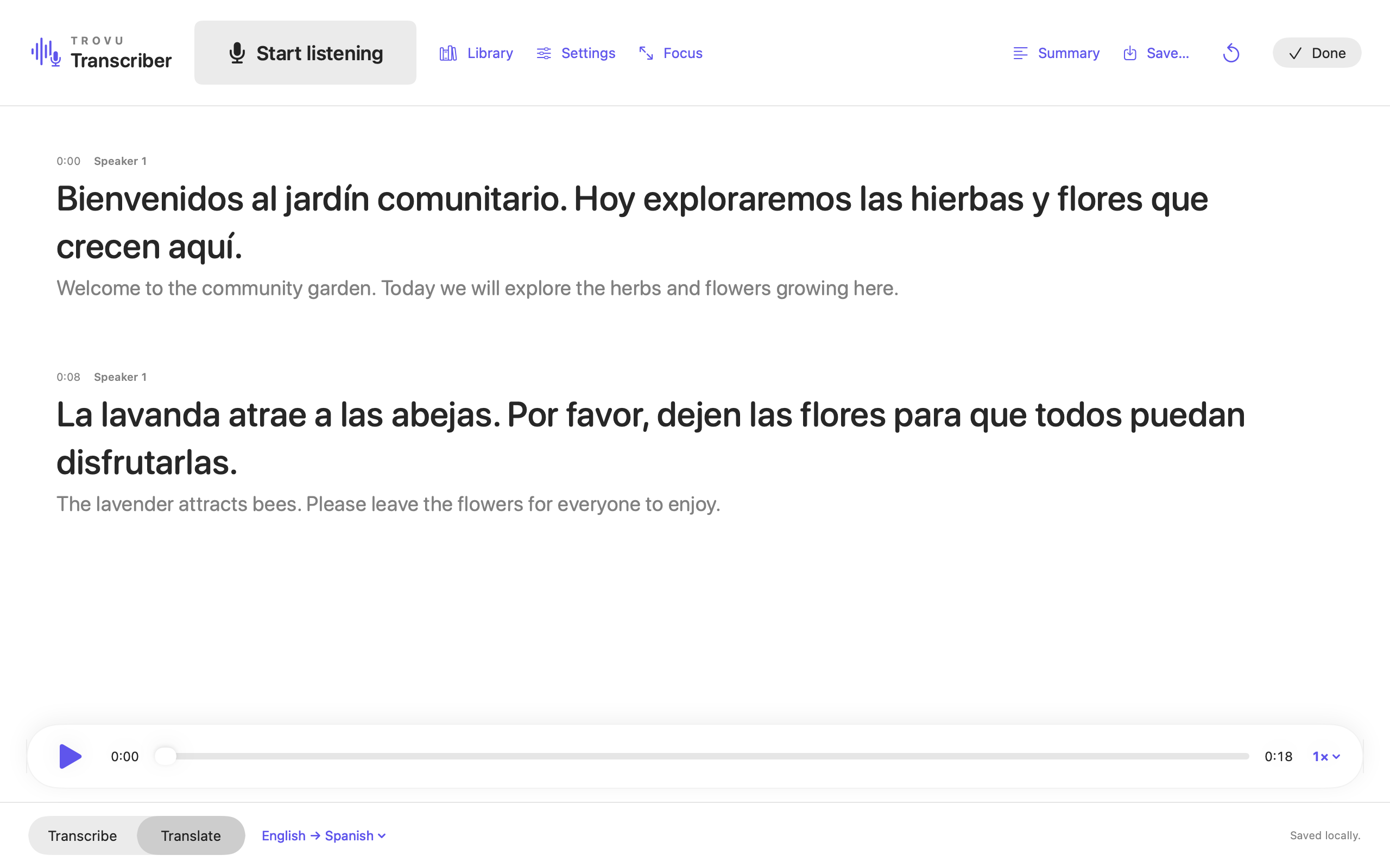 Spanish translated captions with their English source text